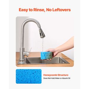 Lot de 12 éponges de cuisine durables en cellulose naturelle, tampons à récurer faciles à rincer, nettoyage en nid d'abeille, 12 tampons éponges durables - Product Image 4