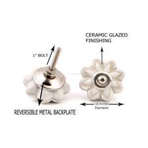 Pomos de Cerámica Blancos con Diseño Floral para Gabinetes |   Tirador de porcelana hecho a mano con diseño floral para cómodas, armarios y decoración de muebles - Product Image 3