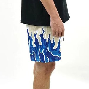 2026 Mens Flame Sublimation Printed Customized Mesh Shorts Trendy Streetwear Quick Dry Shorts Summer Casual Gym and Beachwear - Product Image 5