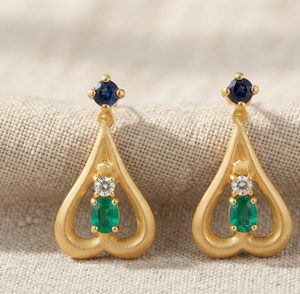 Boucles d'oreilles pendantes vintage en argent plaqué or avec pierres de quartz et aspect diamant, certifiées, pour femme - Product Image 1