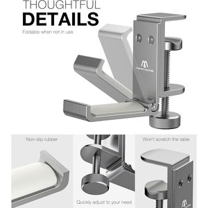 <b>Foldable</b> Aluminum Headphone Stand Hook Universal <b>Desk</b> Clamp Mount for Gaming Headphones Space-Friendly Headset Holder Accessory - Product Image 3