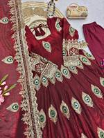 Costume Anarkali pour femmes indiennes et pakistanaises, longueur standard, pour occasions spéciales, avec dupatta brodée, séchage rapide, toutes saisons