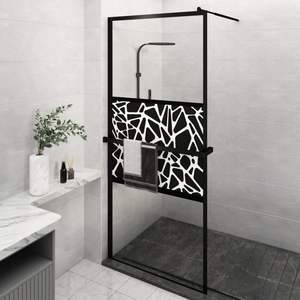 Mampara de Ducha Negra de 35.4"x76.8" con Estante, Vidrio ESG y Aluminio para su Baño Moderno - Product Image 1
