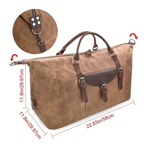 Bolsa de Viaje de Lona Tipo Weekender con Correa Ajustable, Cierre de Cremallera, Unisex, Capacidad de 36-55L, Diseño Duradero, Impermeable y de Lujo - Product Image 6