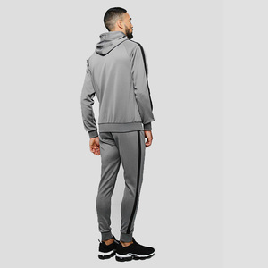 Conjunto Deportivo para Hombre OEM/ODM, Sudadera con Capucha Gris, Cierre Completo, Color Sólido, Poliéster, Pantalones, Corte Regular, Ropa de Otoño - Product Image 2