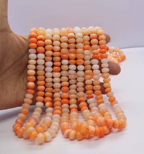 Perles Rondelles Lisses en Opale Naturelle Teintée Orange 8MM 8.5MM, Perles de Pierre Précieuse en Opale Orange Naturelle Véritable - Product Image 1