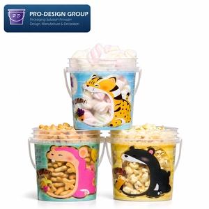 Cubo de Plástico de Grado Alimenticio de 2L, Transparente, para Palomitas, Divertido y Personalizable con Impresión IML, Contenedor de Snacks con Asa Portátil - Product Image 2