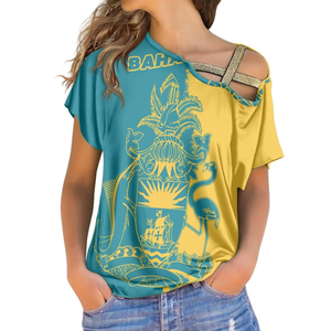 T-shirt à manches courtes pour femmes avec imprimé drapeau des Bahamas, col rond, haut décontracté, vêtements de nuit en polyester respirant pour l'été - Product Image 3