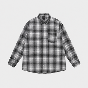 เสื้อเชิ้ตแขนยาวลายสก็อตผู้ชายขายส่ง คอปกพับได้ ผ้าฝ้ายฟลานเนล 100% ระบายอากาศได้ดี ผ้าถัก สปริง คัสตอม - Product Image 4