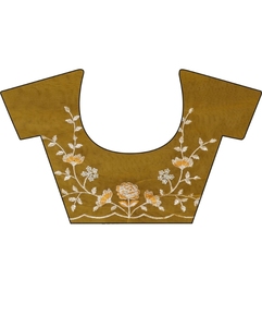 Sari de viscosa bordado estilo Bollywood para mujer KV con característica de secado rápido y blusa sin coser (mostaza) Otoño - Product Image 5