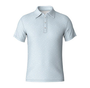 Polo en coton Oxford à motif géométrique pour homme, manches courtes, décontracté, respirant, design tissé, coupe classique - Product Image 3
