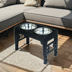 Alimentador de mascotas con soporte de madera elevado de 2 alturas ajustable de fábrica, comederos para gatos, comederos para perros con 2 cuencos para gatos y perros pequeños - Product Image 1