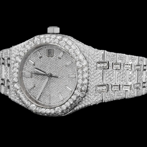 Atractivo Reloj Clásico Hip Hop para Él, Personalizado con Diamantes, Completamente Cubierto de Diamantes, con Fecha Automática, Movimiento de Cuarzo y Diamantes Moissanite - Product Image 6