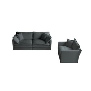 Set Divano a 2 Posti e Poltrona Decorativa, 2 Pezzi, in Ciniglia Imbottita per Soggiorno, Set di Sedie Confortevoli - Product Image 5