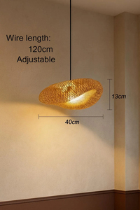Handwoven Bamboo Pendant Light Japandi Wabi Sabi Lampshade Natural Rattan <b>Ceiling</b> Lamp Eco Friendly Supplier - Product Image 2