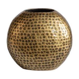 Jarrón de Metal Martillado a Mano, Recipiente Decorativo Redondo Dorado para Mesa - Product Image 1