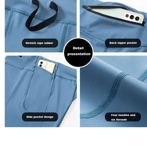 Shorts de compression pour hommes, taille haute, élastiques, avec cordon de serrage, poche droite, séchage rapide, pour le sport et l'entraînement - Product Image 6