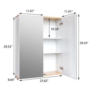Mobile da Bagno a Parete con Doppia Anta a Specchio in MDF Bianco Verniciato Serie RT, Design Moderno - Product Image 6