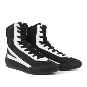 Chaussures d'entraînement de boxe et de lutte professionnelles respirantes antidérapantes pour hommes, en cuir véritable, avec logo personnalisé brodé, idéales pour l'hiver - Product Image 3