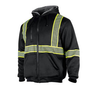 High Visibility Reflective Safety Hoodie Full Zip <b>Work</b> Jacket Detachable Hood <b>Waterproof</b> Breathable Hoodie OEM Safety Workwear - Product Image 1