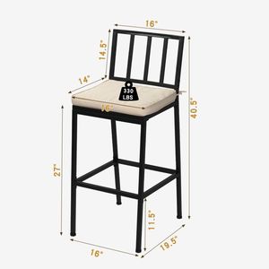 Ensemble de 2 tabourets de bar en métal robuste pour intérieur et extérieur, résistants aux intempéries, chaises de bar détachables - Product Image 5