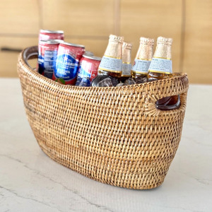 Cubo de hielo de ratán hecho a mano, muy vendido, enfriador de botellas, suministro directo del fabricante - Product Image 4