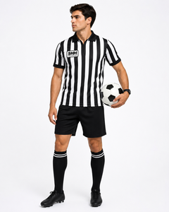 Camiseta de Árbitro de Fútbol Americano a Rayas Blancas y Negras para Hombre, Cuello Polo con Media Cremallera, Manga Corta, Jersey Profesional para Oficiales de Juego SHH - Product Image 5