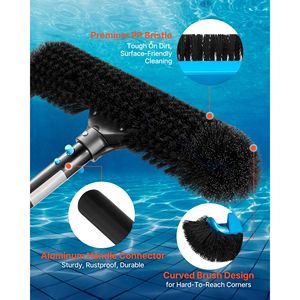 Spazzola per piscina in PVC resistente da 20 pollici con setole in nylon curve e connettore per asta in alluminio per una facile pulizia - Product Image 4