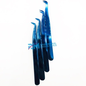 Pinzas para Extensión de Pestañas RMI, Color Azul Plasma, Agarre Liso, Acero Inoxidable, 10 mm, Antiestáticas, Juego de 9 Puntas Diferentes - Product Image 2