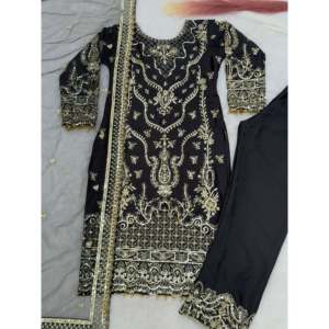 Women's Party Wear <b>Embroidery</b> and Sequence Work Suit <b>Set</b> - Product Image 6
