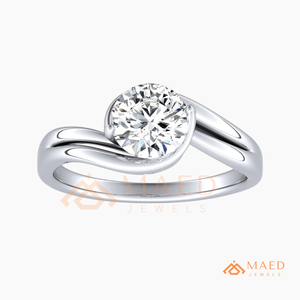 Round Cut Moissanite <b>Solitaire</b> Bypass Engagement <b>Ring</b> 925 <b>Silver</b> Twist Band Wedding <b>Ring</b> Diamond Look Jewelry - Product Image 5