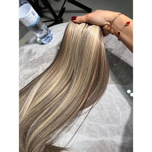 Extensions de cheveux vierges vietnamiennes lisses et soyeuses, double trame, mèches brunes et blondes pré-colorées, vente en gros - Product Image 3