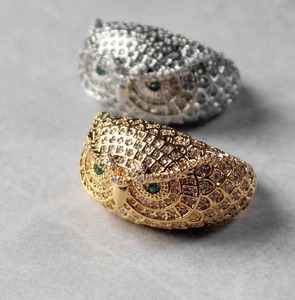 Anillo de Compromiso con Cabeza de Búho para Hombre en Plata, Lujoso con Moissanita, Diseño Animal Hip Hop, Chapado en Rodio, Joyería de Moda - Product Image 1