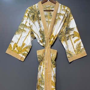 Kimono Ligero de Verano y Primavera, Hecho a Mano, con Estampado de Aves, Cuello en V, Largo, de Secado Rápido, Estilo Boho, para Playa o Descanso - Product Image 1