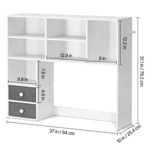 "3-Tier Wood <b>Desktop</b> Bookshelf 37" X 10" X 31.1" Office Storage Rack Boxed Display <b>Shelf</b>" - Product Image 4