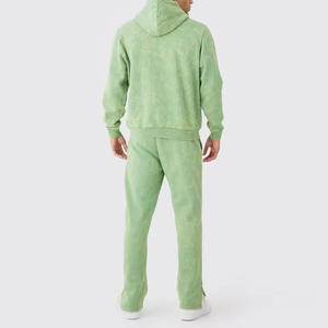 Trendy Winter Hooded Men Tracksuit Pants Plus Size 100% Cotton Lightweight Solid Color Breathable Casual Acid Wash Tracksuits - Product Image 3