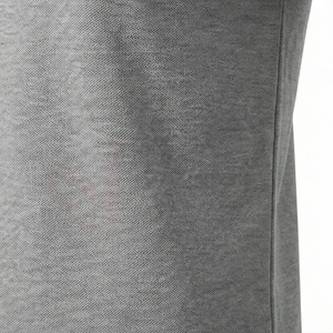Chemise décontractée pour homme en piqué 100 % polyester bleu marine à manches courtes, respirante, infroissable, coupe classique, design tricoté uni - Product Image 5
