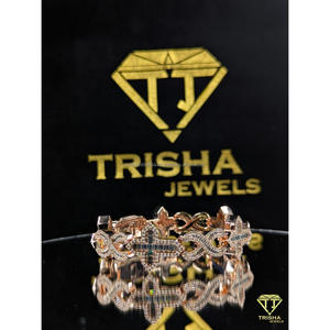 Bracelet en argent sterling 925 double tonalité haute brillance avec diamants de laboratoire VVS de qualité supérieure, bijoux de luxe pour hommes par Trisha Jewels - Product Image 4