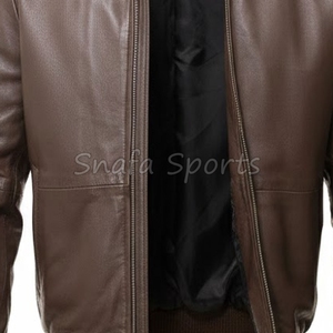 Chaqueta de Cuero para Motociclista, Estilo Casual, Ajustada, Elegante, Color Marrón, Personalizada, de Alta Calidad OEM, en Oferta, para Hombre - Product Image 3