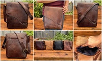 Sacoches personnalisées en cuir véritable à motif crocodile Sac à main bandoulière Sacs à bandoulière pour hommes Petits sacs de messager vintage à bretelles