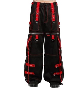 Personnalisé Unisexe Gothique Vintage Hiver Hip Hop Pantalon Baggy Fermeture Éclair Chaîne Détail Bretelles Croisées Respirant Coupe Ample pour le Printemps - Product Image 1