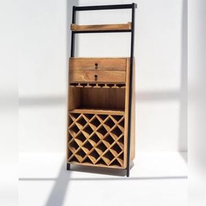 Meuble bar autoportant Vandana Vesta Radiant en bois de manguier – Rangement moderne en bois massif pour bar à domicile - Product Image 5