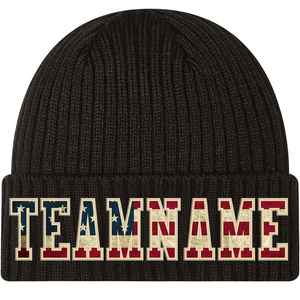 Unisex Black Ribbed Knitted Hat with Gold Embroidered Teamname Casual <b>Winter</b> <b>Cap</b> Breathable & Waterproof for Adults 56-58CM - Product Image 3