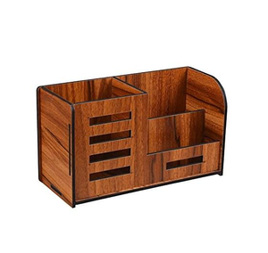 Portalápices de madera para escritorio, artículos de oficina, caja de almacenamiento de madera, portalápices de haya y nogal negro, artesanía natural. - Product Image 6