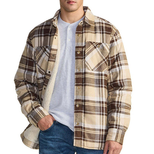 Wholesale Hooded Winter Streetwear <b>Flannel</b> Shirt <b>Jacket</b> Long Sleeve Plaid Polyester Lined Breathable Windproof Eco-Friendly <b>Men</b> - Product Image 1