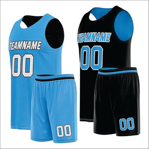 Conjuntos de Uniformes de Baloncesto Personalizados con Nombre de Equipo para Hombre, Camiseta Deportiva Transpirable de Poliéster, Pantalones Cortos, Azul Cielo, Negro, Sublimación, Verano - Product Image 1