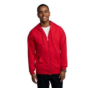 Sudadera con Capucha Roja para Hombre, Cierre de Cremallera, Felpa, Corte Regular, Informal, para Otoño, Color Sólido, Algodón - Product Image 6