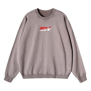 Sweat-shirts oversize pour hommes délavés à l'acide, style streetwear, en molleton uni à col rond, pour commande en gros, pulls décontractés pour l'hiver - Product Image 5