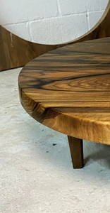 Mesa de Centro Moderna Redonda de Madera Maciza de Acacia, Duradera, Hecha a Mano, para Interiores y Exteriores, con Marco de Color Natural - Product Image 6