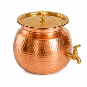 Distributeur d'eau en cuivre martelé authentique avec robinet et couvercle en laiton, 12x10 pouces, style vintage, pour usage domestique - Product Image 5